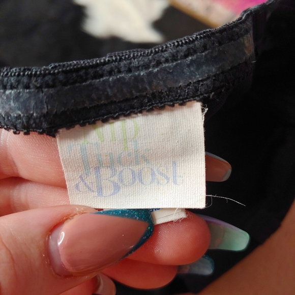 Vintage • Nip Tuck Boost •Black Strapless Nylon Sexy Slip Lingerie Bodycon [38B] - Picture 3 of 8